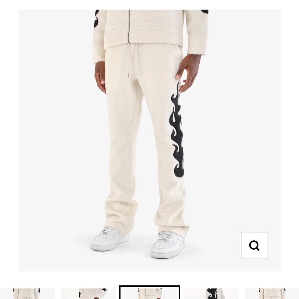 CREAM "SAINTS" MOHAIR STACKED PANTS - Picture 4 of 7